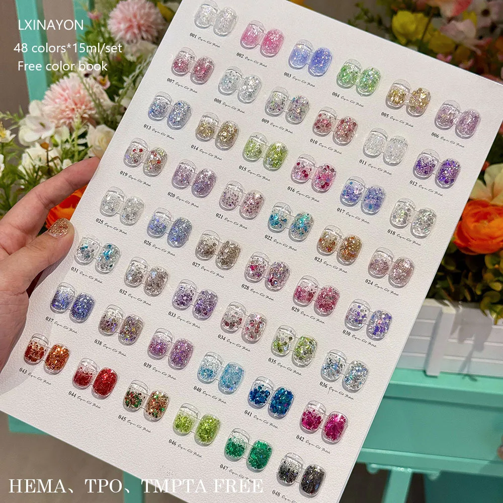 48 Colors Bling Glitter Gel Polish Nail Gel Set Varnish UV Soak Off Gellak Gelpolish Nail Art Design Primer Manicure Nail Gel
48 Colors Bling Glitter Gel Polish Nail Gel Set Varnish UV Soak Off Gellak Gelpolish Nail Art Design Primer Manicure Nail Gel