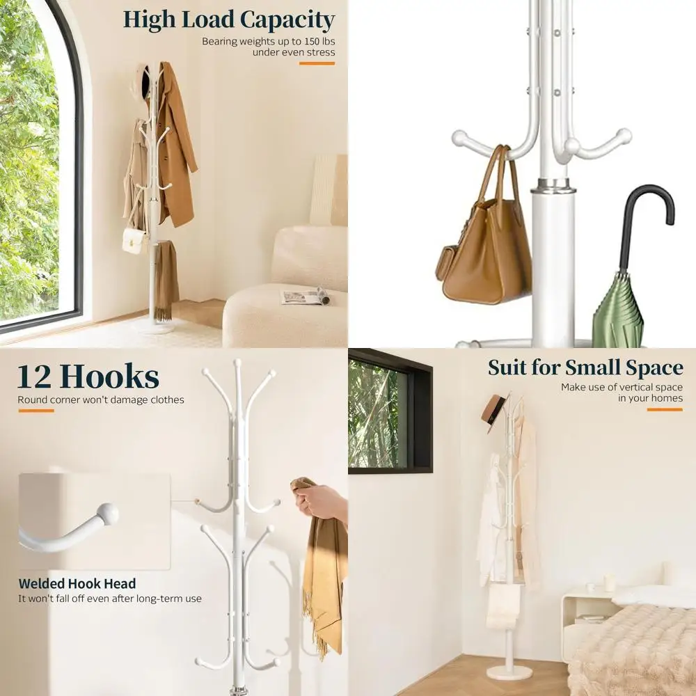 Freestanding Marble Base Coat Rack with 12 Hooks, Umbrella Stand for Entryway, Bedroom, Office
Freestanding Marble Base Coat Rack with 12 Hooks, Umbrella Stand for Entryway, Bedroom, Office