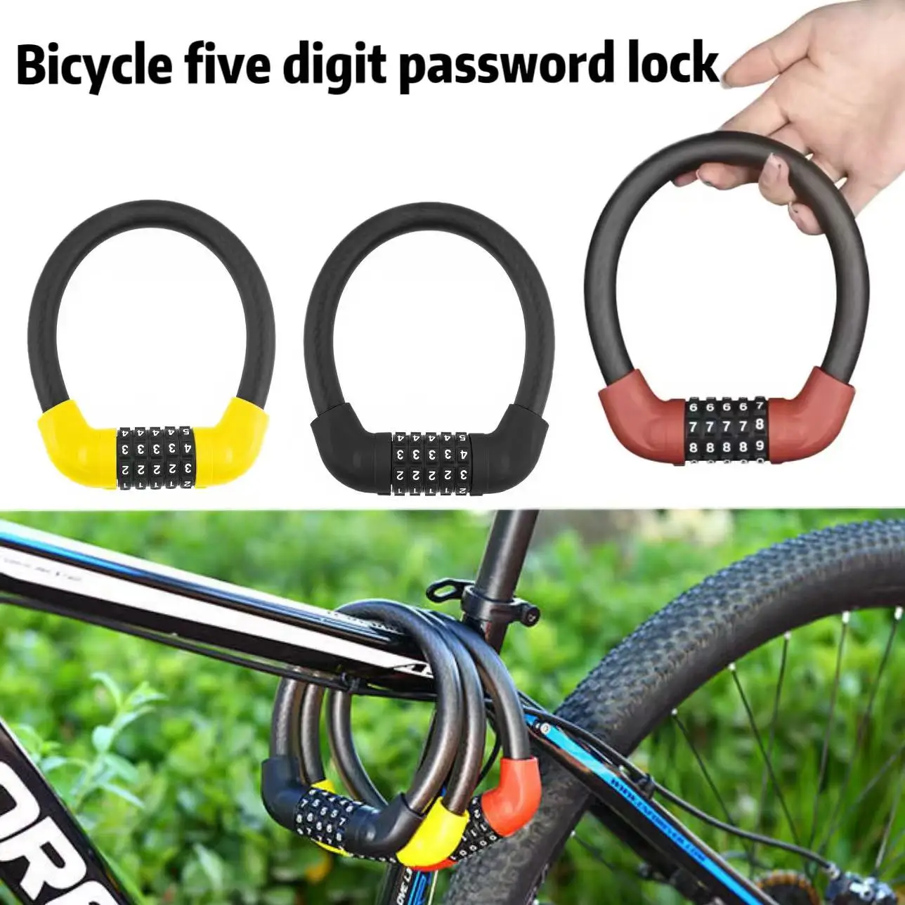 Mountain Bike Password Lock with 5-Digit Code, Steel Cable, Waterproof, and Anti-Theft
Mountain Bike Password Lock with 5-Digit Code, Steel Cable, Waterproof, and Anti-Theft