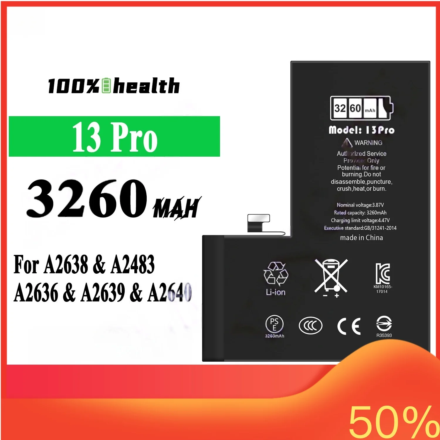 3260mAh for Apple 13 Pro Running Diagnosis Phone Battery for A2638 A2483 A2636 A2639 A2640 Lithium Rechargeable Battery
3260mAh for Apple 13 Pro Running Diagnosis Phone Battery for A2638 A2483 A2636 A2639 A2640 Lithium Rechargeable Battery