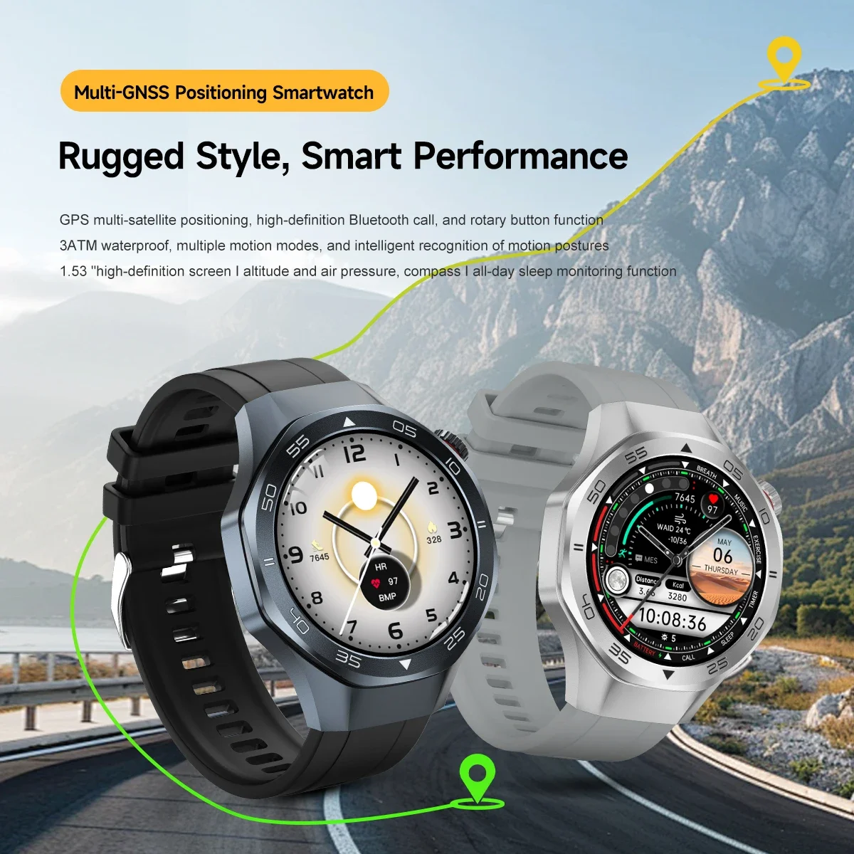Men's GPS Smart Watch 1.53'' IPS HD Screen Heart Rate Monitor 3ATM Waterproof Bluetooth Sports Watch with Compass
Men's GPS Smart Watch 1.53'' IPS HD Screen Heart Rate Monitor 3ATM Waterproof Bluetooth Sports Watch with Compass