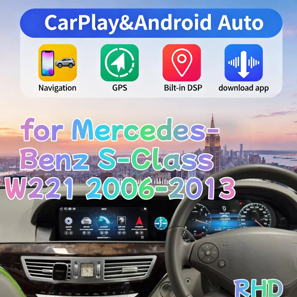 Dual 12.3" Triple Screen Wireless Carplay & Android Auto Car Stereo Radio for Mercedes-Benz S-Class W221 2006–2013 with GPS &DSP
Dual 12.3" Triple Screen Wireless Carplay & Android Auto Car Stereo Radio for Mercedes-Benz S-Class W221 2006–2013 with GPS &DSP