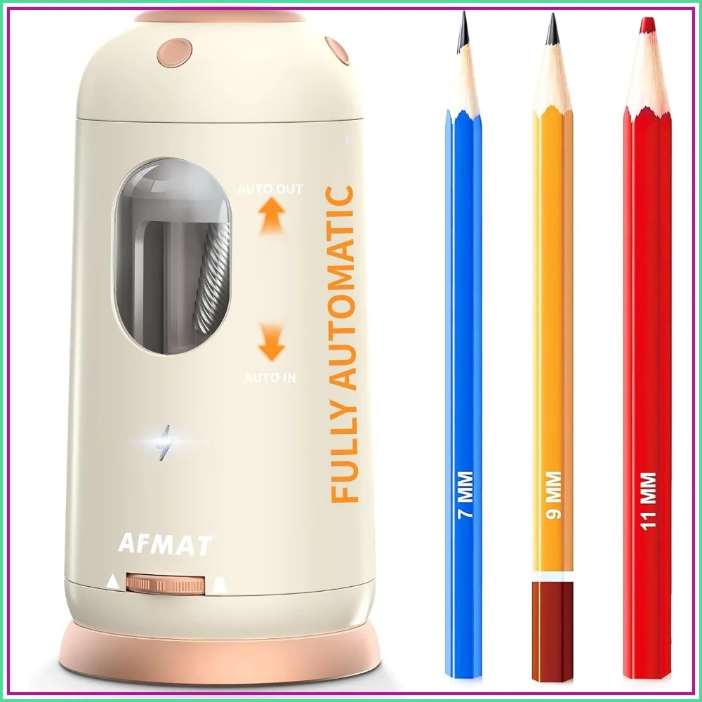 AFMAT Electric Pencil Sharpener, Auto In & Out, Fully Automatic, Rechargeable, for Jumbo & Colored Pencils (7-11.5mm), Classroom/Home
AFMAT Electric Pencil Sharpener, Auto In & Out, Fully Automatic, Rechargeable, for Jumbo & Colored Pencils (7-11.5mm), Classroom/Home