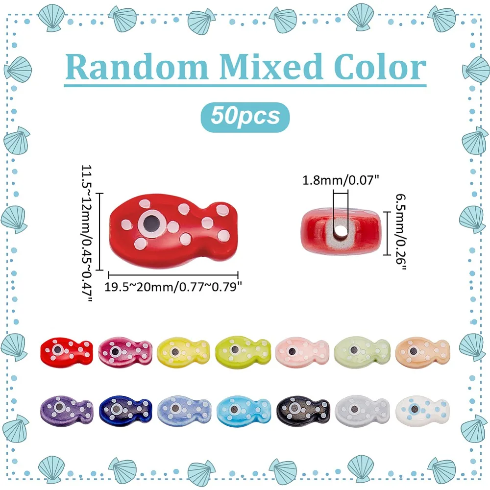50Pcs Handmade Porcelain Beads Fish Printed Mixed Color 19.5~20x11.5~12x6.5mm Hole: 1.8mm
50Pcs Handmade Porcelain Beads Fish Printed Mixed Color 19.5~20x11.5~12x6.5mm Hole: 1.8mm