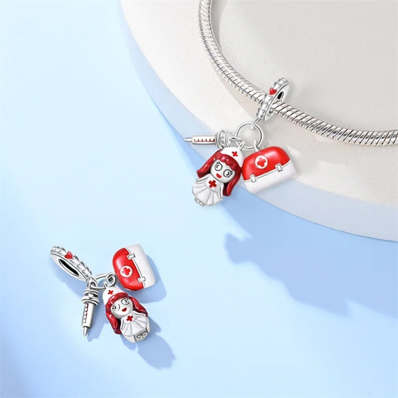 New 925 Sterling Silver Red Haired Nurse Three Piece Set Charms Pendant For Women Fit Original Bracelet DIY Jewelry Gifts
New 925 Sterling Silver Red Haired Nurse Three Piece Set Charms Pendant For Women Fit Original Bracelet DIY Jewelry Gifts