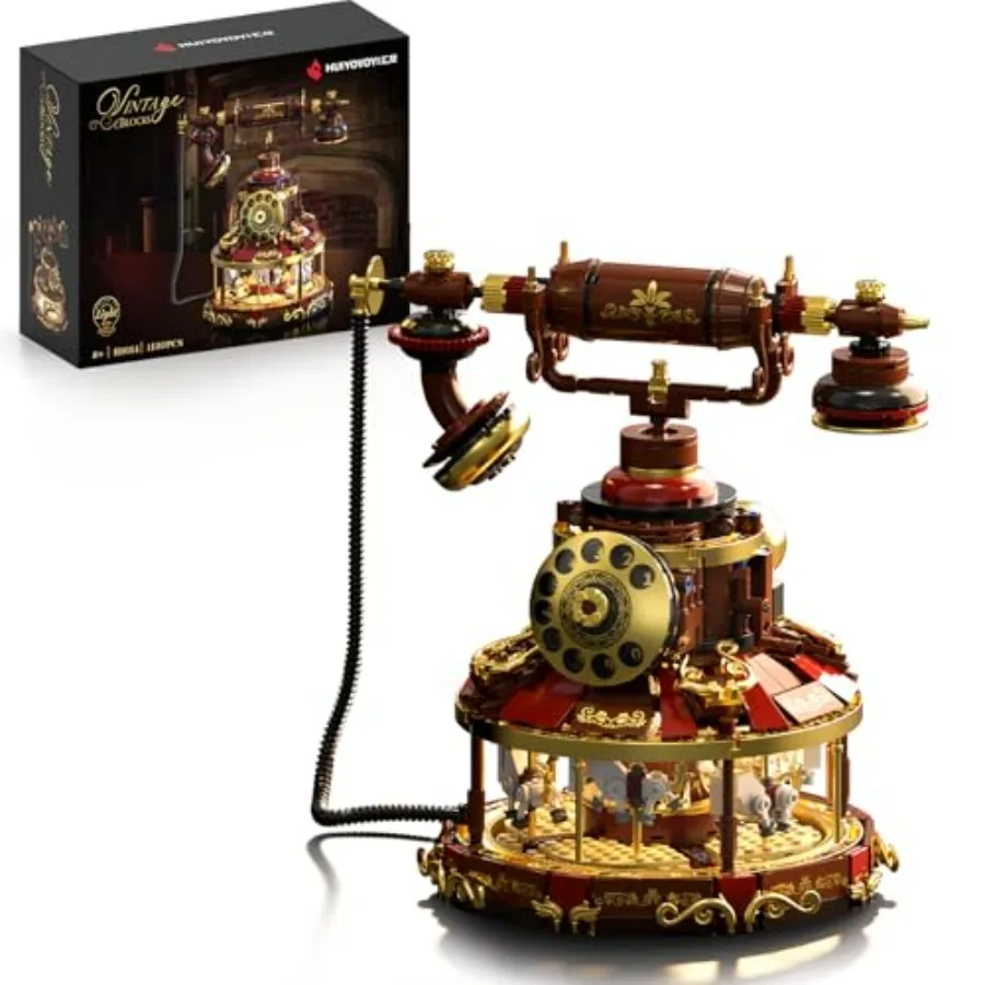 Retro Phone Building Blocks Set with Lights Carousel Base Vintage Telephone Model Building Kit for Adults Teens Classic Home Of
Retro Phone Building Blocks Set with Lights Carousel Base Vintage Telephone Model Building Kit for Adults Teens Classic Home Of