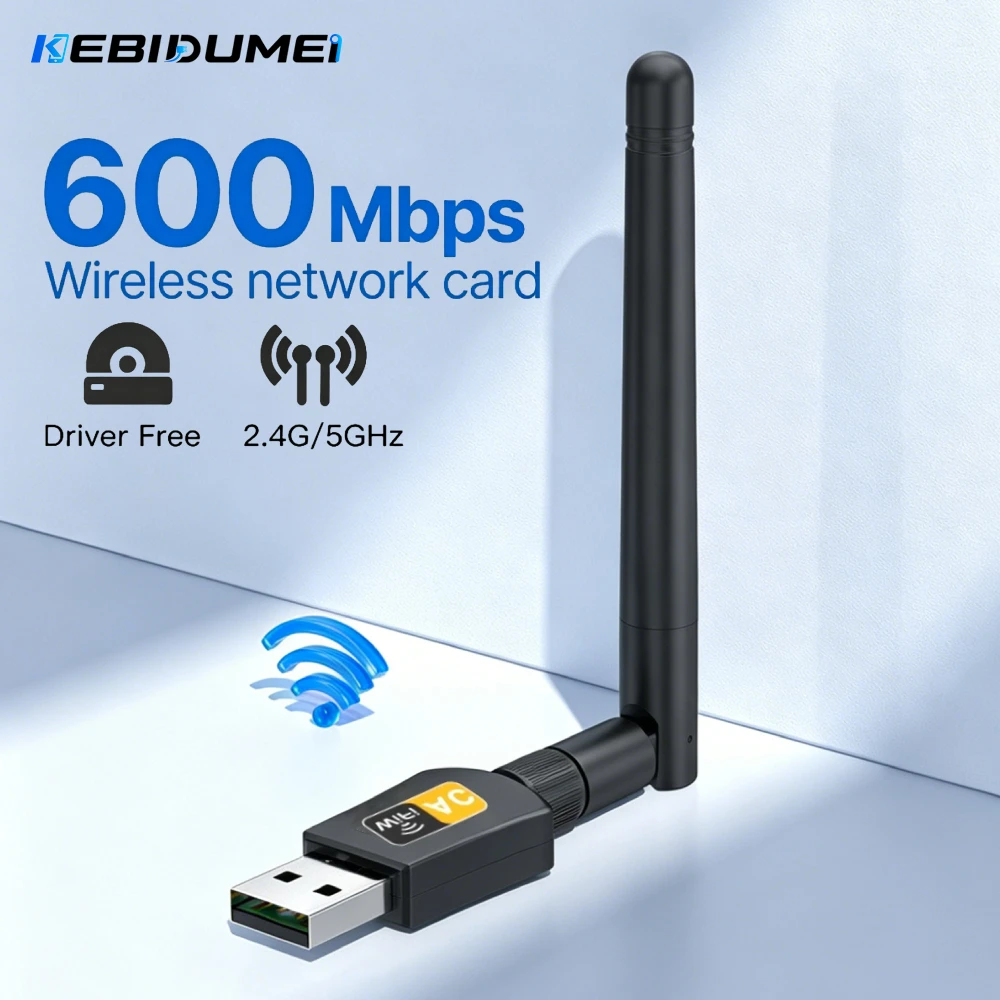 KEBIDUMEI 600Mbps Dual Band USB WiFi Adapter 2.4GHz 5GHz Wifi with Antenna 150Mbps PC Mini Computer Network Card Receiver
KEBIDUMEI 600Mbps Dual Band USB WiFi Adapter 2.4GHz 5GHz Wifi with Antenna 150Mbps PC Mini Computer Network Card Receiver