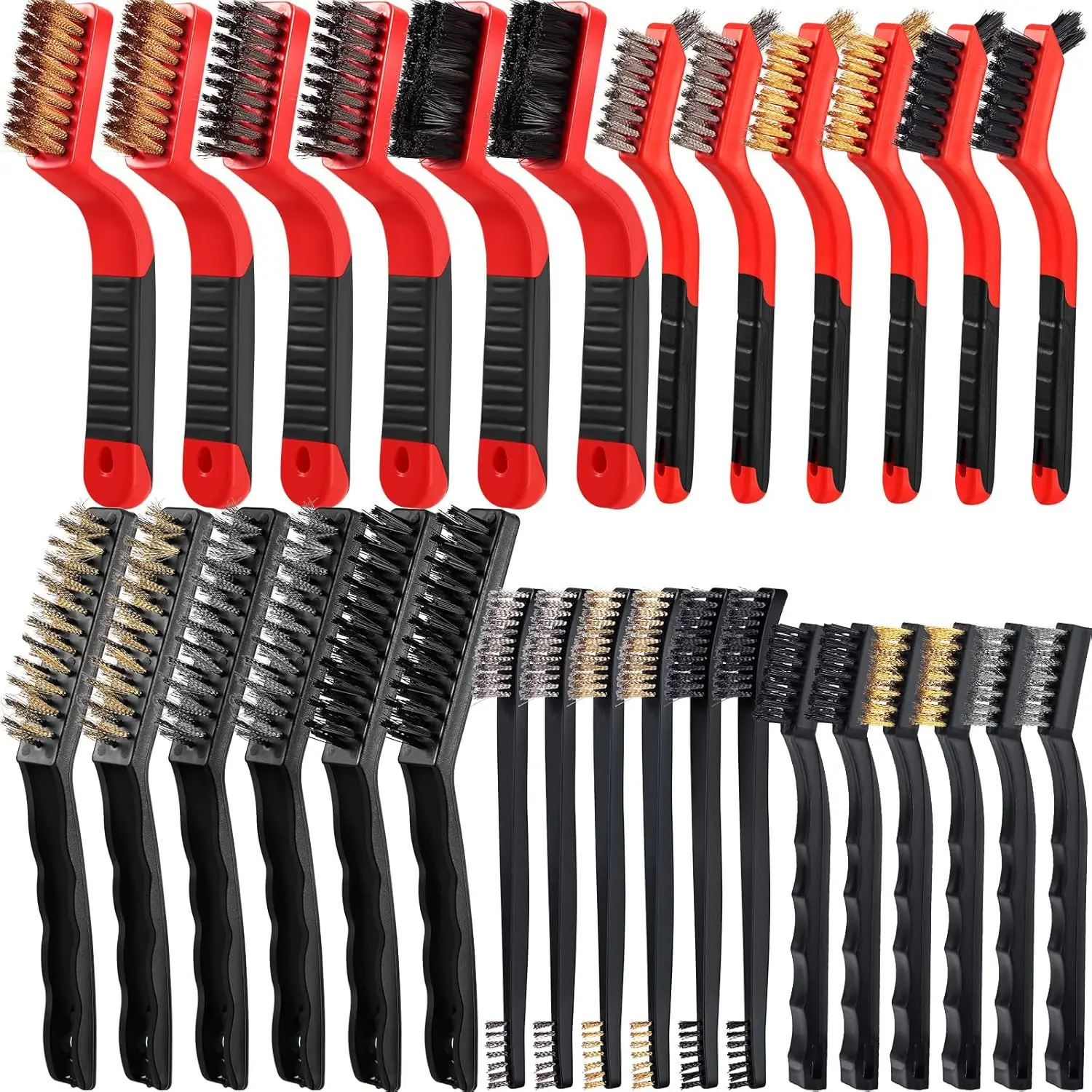 30 Pcs Wire Cleaning Brush Set - Nylon, Stainless Steel, Brass with Curved Handle for Rust & Grout Removal
30 Pcs Wire Cleaning Brush Set - Nylon, Stainless Steel, Brass with Curved Handle for Rust & Grout Removal