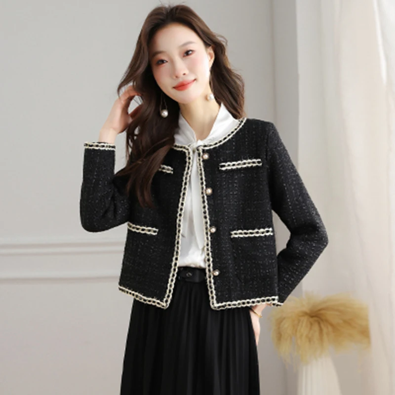 French Elegant Tweed Jacket Women Black Fashion Casual Temperament Slim All Match Short Outerwear Female Fall New Coat
French Elegant Tweed Jacket Women Black Fashion Casual Temperament Slim All Match Short Outerwear Female Fall New Coat