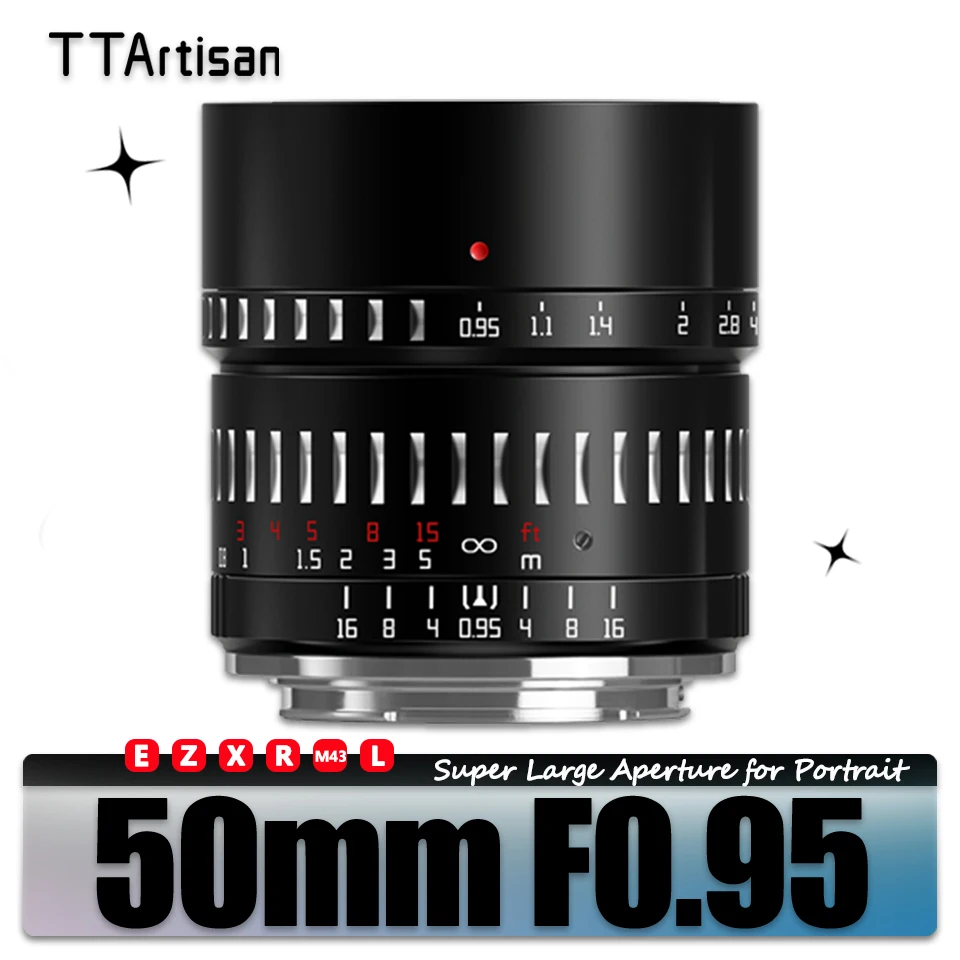 TTArtisan APS-C 50mm F0.95 Large Aperture Portrait Prime Lens for Canon R5 Nikon Z5 Sigma FP Olympus EPL2 Panasonic G1
TTArtisan APS-C 50mm F0.95 Large Aperture Portrait Prime Lens for Canon R5 Nikon Z5 Sigma FP Olympus EPL2 Panasonic G1