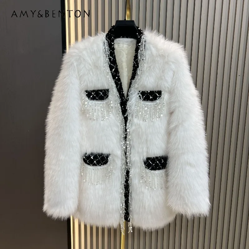 Winter Women's Fashion Design Faux Fur One-Piece Coat Stylish High-End Elegant Socialite Thickened Warm Top Woolen Jacket Ladies
Winter Women's Fashion Design Faux Fur One-Piece Coat Stylish High-End Elegant Socialite Thickened Warm Top Woolen Jacket Ladies