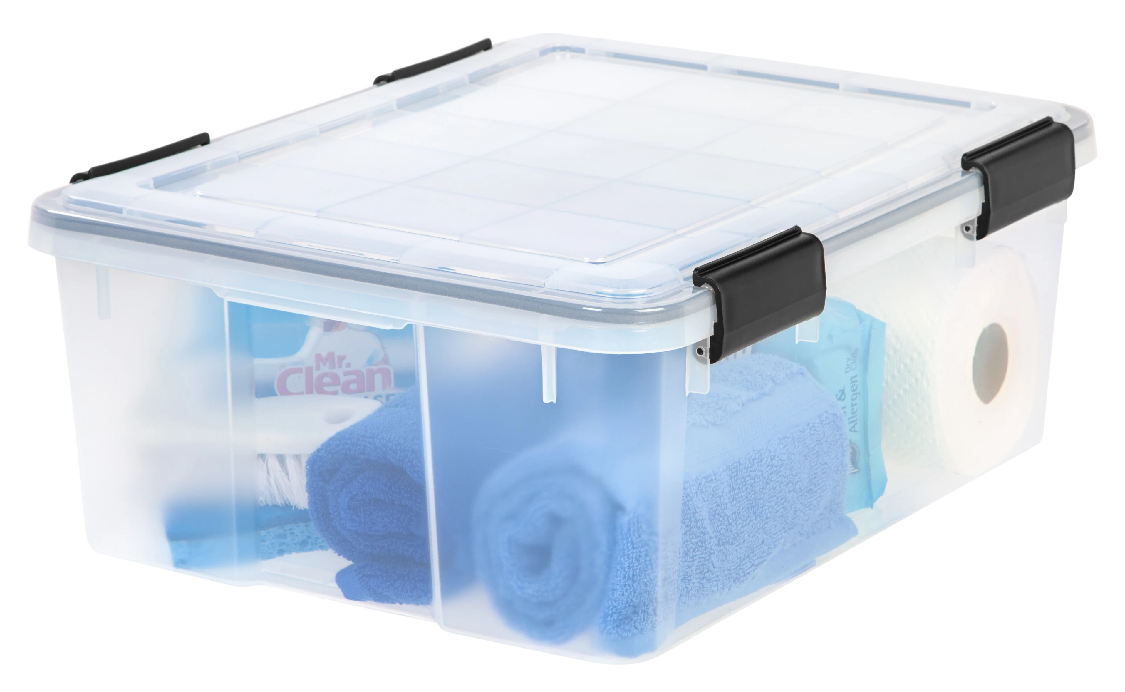 30.6 Qt Airtight Plastic Storage Bin with Lid and Seal and Secure Latching Buckles
30.6 Qt Airtight Plastic Storage Bin with Lid and Seal and Secure Latching Buckles