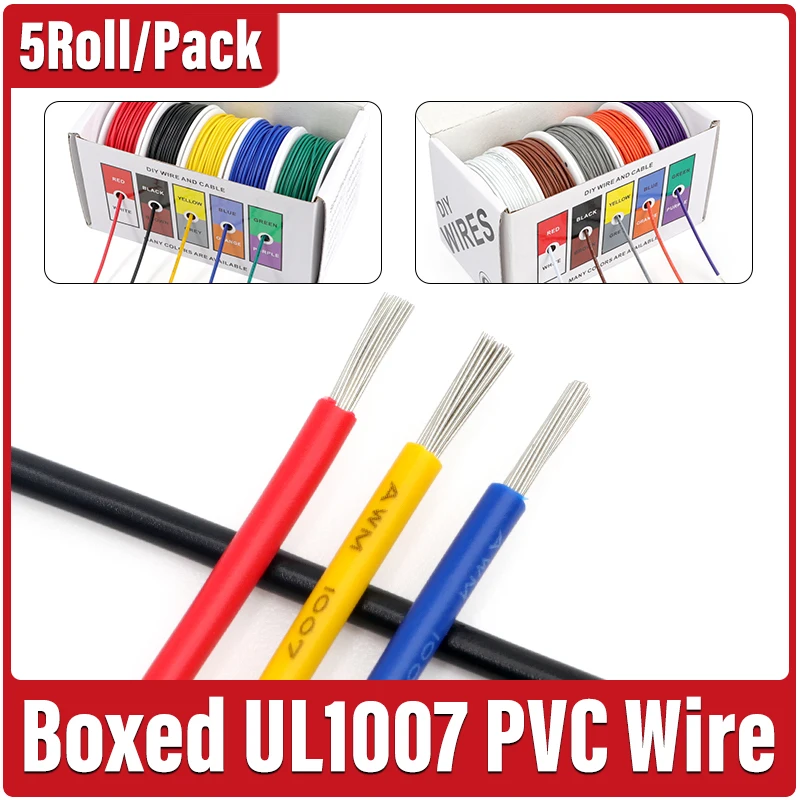 UL1007 Wire Kit(5 Colors Mix Kit)30 28 26 24 22 20 18 16 AWG PVC Insulation Tinned Copper Cable Stranded Electrical PCB Wire
UL1007 Wire Kit(5 Colors Mix Kit)30 28 26 24 22 20 18 16 AWG PVC Insulation Tinned Copper Cable Stranded Electrical PCB Wire