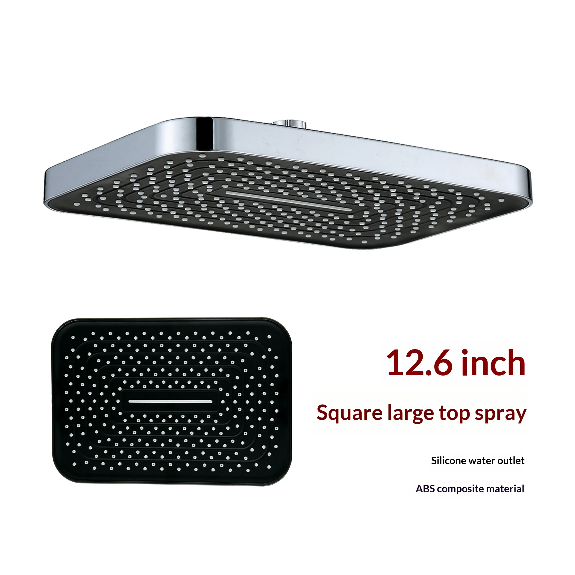 12,6-дюймовая квадратная большая душевая насадка под давлением в американском стиле с верхним распылением
12,6-дюймовая квадратная большая душевая насадка под давлением в американском стиле с верхним распылением