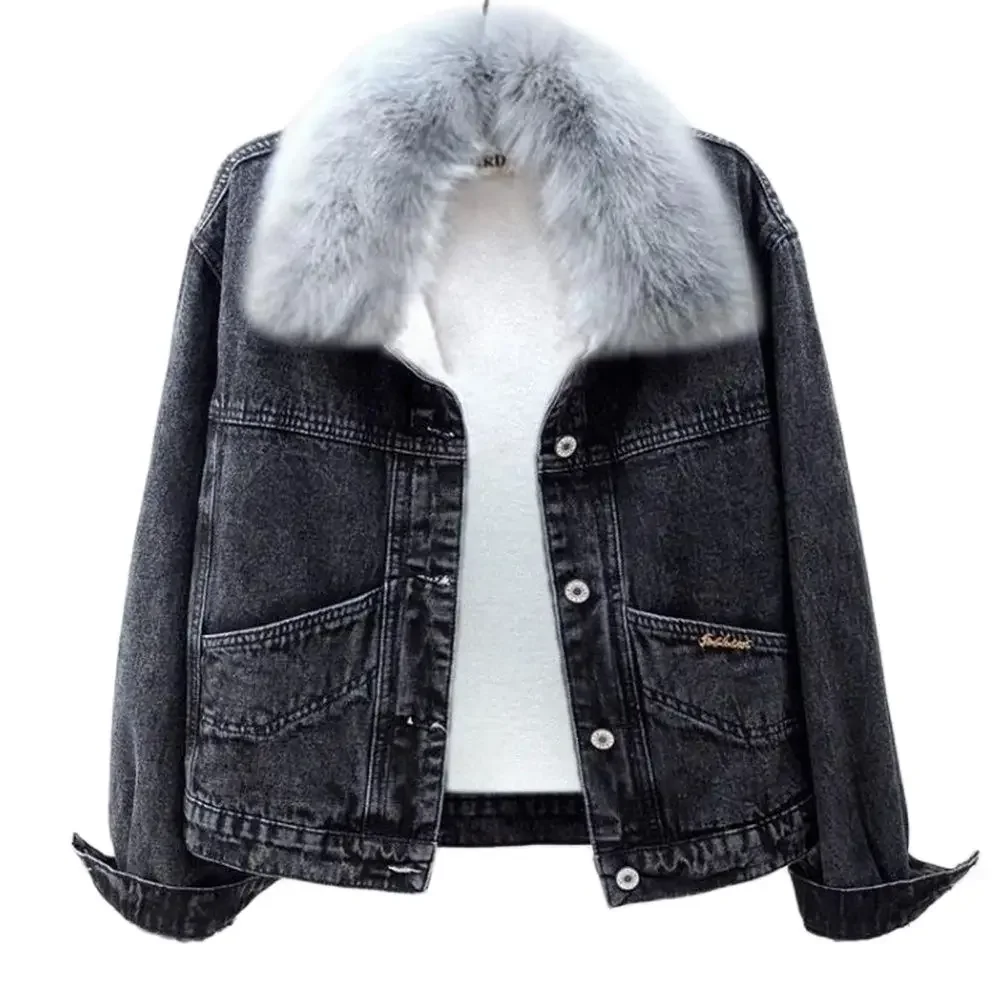 Pop Faux Fur Collar Winter Denim Jackets Women Plus Velvet Warm Casual Thicken Coats Letter Snow Wear Wash Blue Vaqueras Chaquet
Pop Faux Fur Collar Winter Denim Jackets Women Plus Velvet Warm Casual Thicken Coats Letter Snow Wear Wash Blue Vaqueras Chaquet