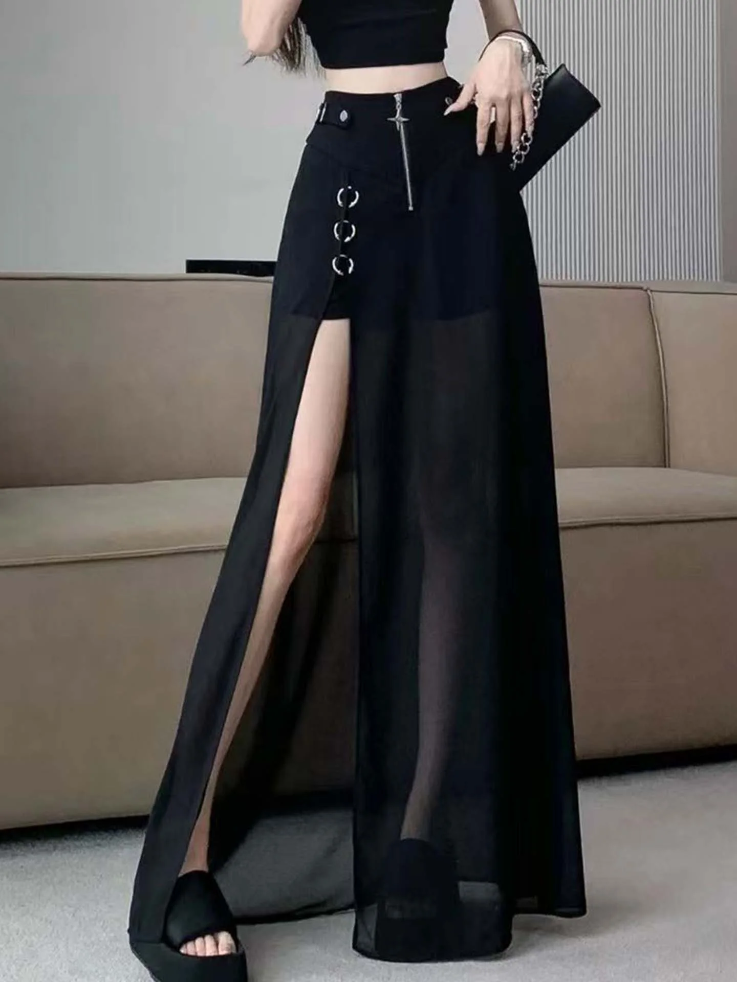 Elegant High Waist A-Line Skirt with Short Pants Splicing Chiffon Draped Side Slit for Women Summer New Style Creative Design
Elegant High Waist A-Line Skirt with Short Pants Splicing Chiffon Draped Side Slit for Women Summer New Style Creative Design