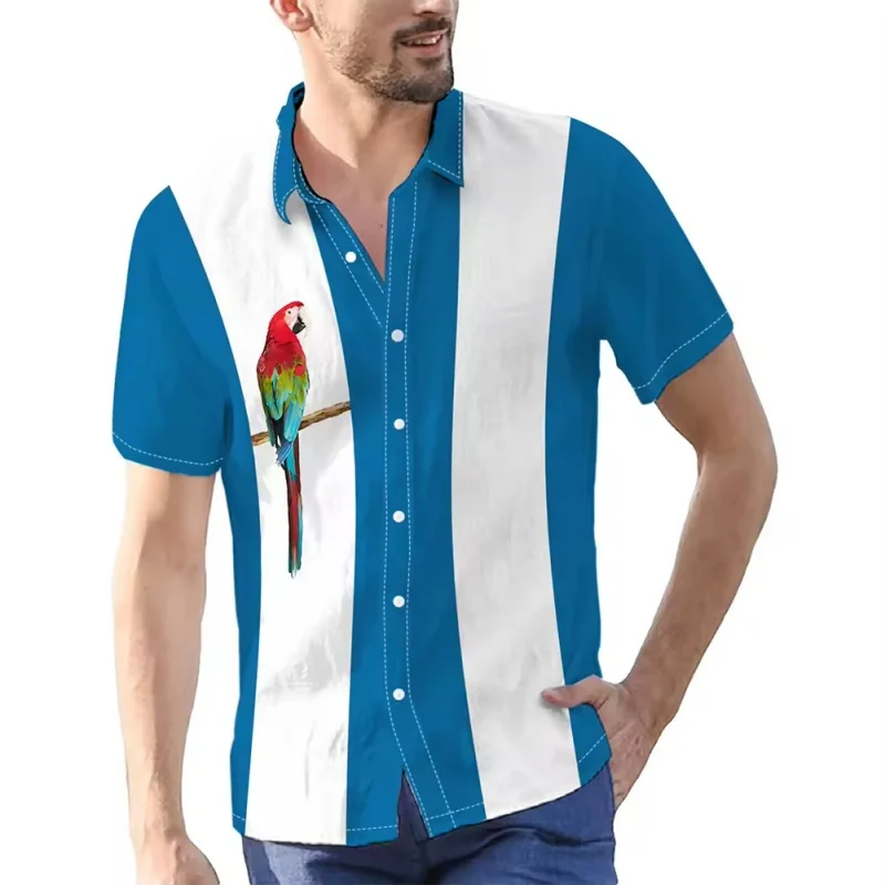 3D Printed Colorful Stripes Hawaiian Shirt For Men Parrot Star Pattern Aloha Shirts Summer Short Sleeve Top Street Casual Blouse
3D Printed Colorful Stripes Hawaiian Shirt For Men Parrot Star Pattern Aloha Shirts Summer Short Sleeve Top Street Casual Blouse