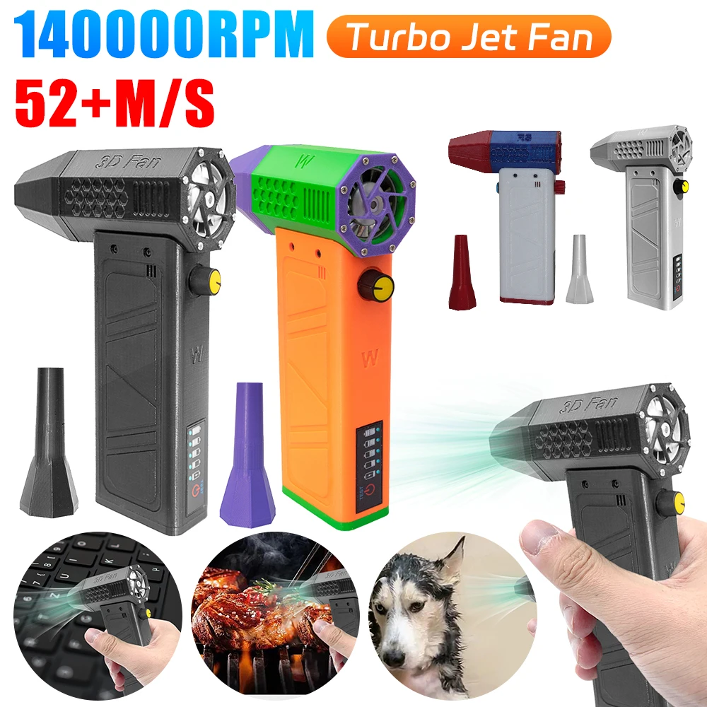 Mini Turbo Jet Fan Violent Blower 50m/s High Speed Duct Fan 140000RPM High-Performance Powerful Blower Keyboard Air Gun Cleaner
Mini Turbo Jet Fan Violent Blower 50m/s High Speed Duct Fan 140000RPM High-Performance Powerful Blower Keyboard Air Gun Cleaner
