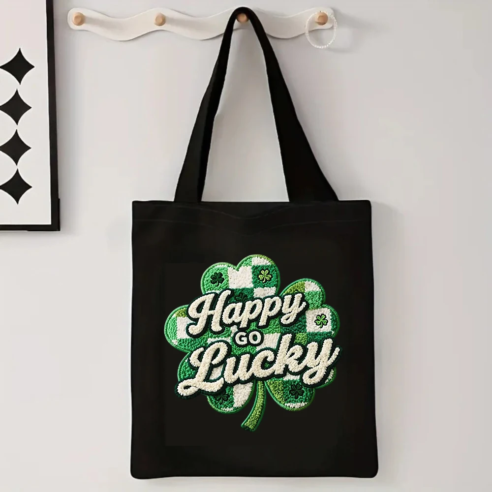 Lucky Clover Print Black Canvas Tote Bag, Women Shoulder Bag, St. Patrick's Day Handbag for Festive Occasions
Lucky Clover Print Black Canvas Tote Bag, Women Shoulder Bag, St. Patrick's Day Handbag for Festive Occasions
