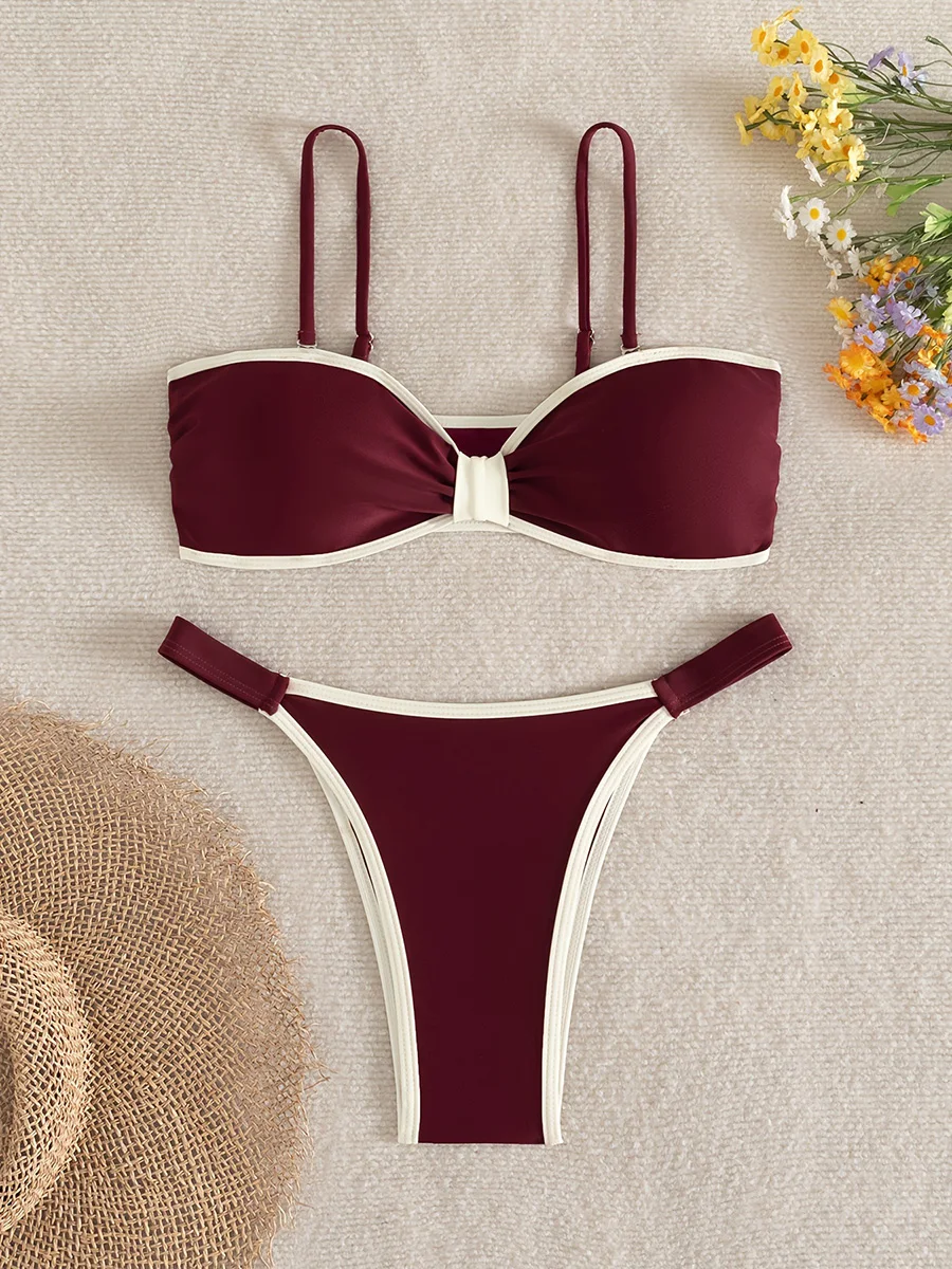 Новый купальник-бикини 2026: однотонный комплект из двух частей, бандо, с высоким вырезом, микро-купальник
Новый купальник-бикини 2026: однотонный комплект из двух частей, бандо, с высоким вырезом, микро-купальник