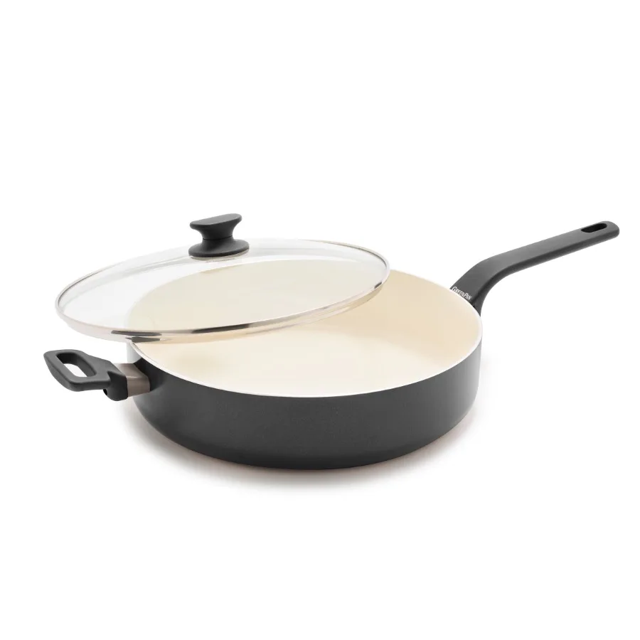 Essence 5QT Jumbo Ceramic Nonstick Sauté Pan with Lid Oven Safe Dishwasher Safe Gray
Essence 5QT Jumbo Ceramic Nonstick Sauté Pan with Lid Oven Safe Dishwasher Safe Gray