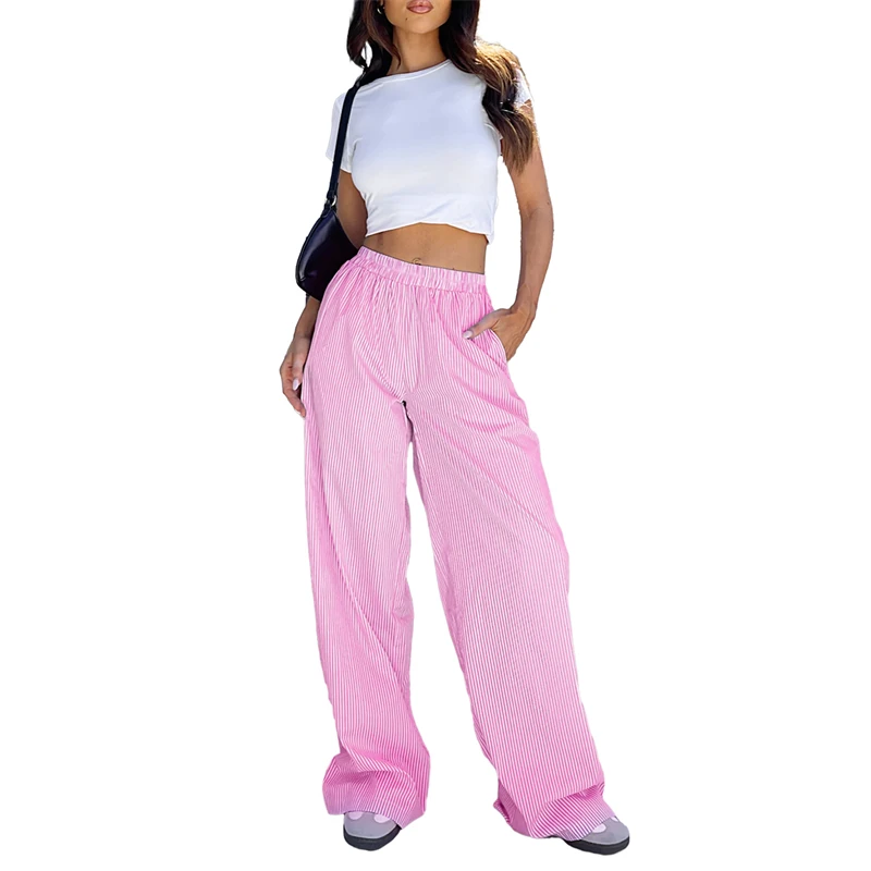 Women Y2K Long Pants 2024 Spring Summer Straight Long Elastic Waist Wide Leg women long trousers Casual Soft Stripe Pants
Women Y2K Long Pants 2024 Spring Summer Straight Long Elastic Waist Wide Leg women long trousers Casual Soft Stripe Pants