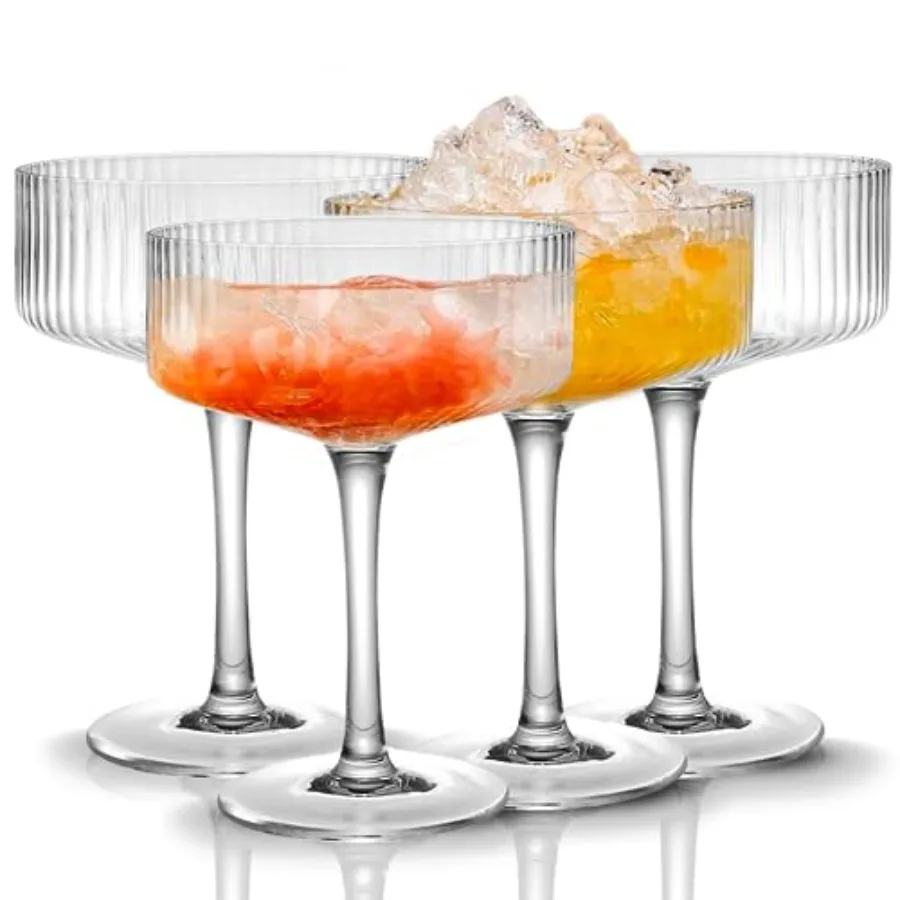 4 Pcs Ribbed Coupe Glasses 10 oz Vintage Coupe Glass Set Unique Martini Glass Classic Cocktail Galssware Bar Drinking Glasses S
4 Pcs Ribbed Coupe Glasses 10 oz Vintage Coupe Glass Set Unique Martini Glass Classic Cocktail Galssware Bar Drinking Glasses S