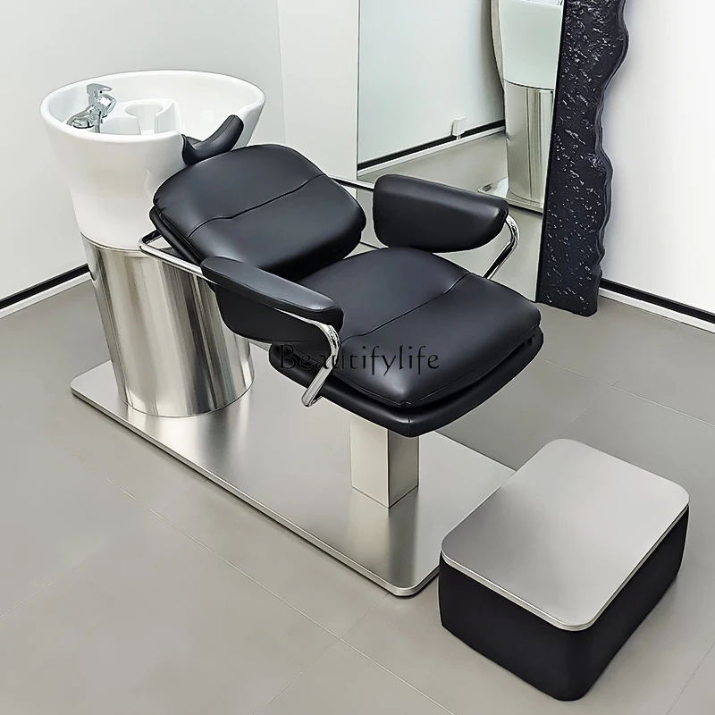 Simple barber shop ceramic basin shampoo bed hair salon semi-reclining stainless steel flushing bed hair salon special
Simple barber shop ceramic basin shampoo bed hair salon semi-reclining stainless steel flushing bed hair salon special