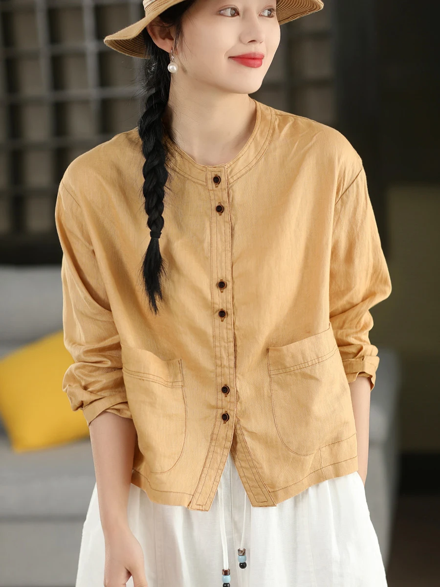 YuanYuanMei Women's Linen irt Spring Collection Single Button Long Sve Stand Collar Open Cardigan Top Breathable Comfo...
YuanYuanMei Women's Linen irt Spring Collection Single Button Long Sve Stand Collar Open Cardigan Top Breathable Comfo...