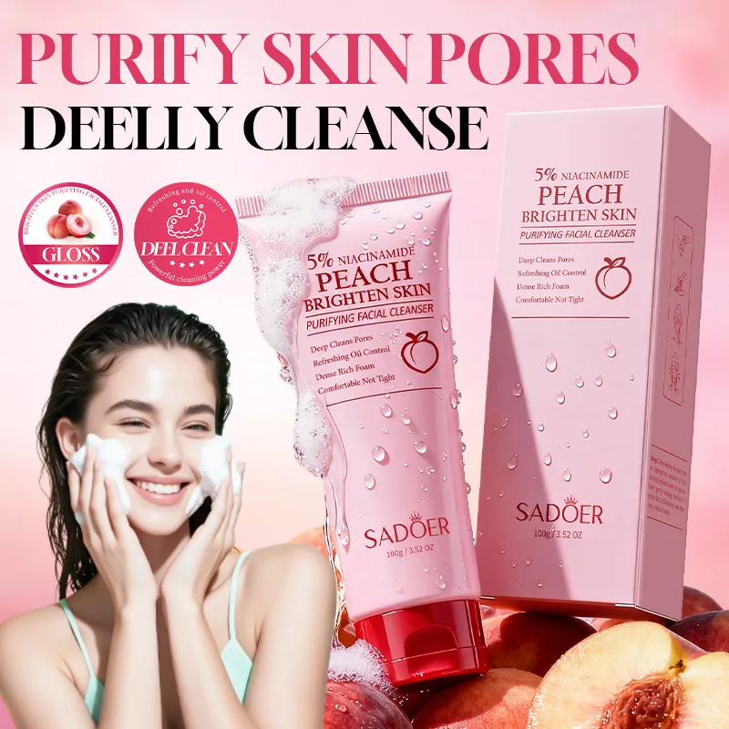 SADOER Niacinamide Peach Brightening Cleanser: Нежное очищающее средство для лица с ниацинамидом и экстрактом персика для сияния кожи
SADOER Niacinamide Peach Brightening Cleanser: Нежное очищающее средство для лица с ниацинамидом и экстрактом персика для сияния кожи