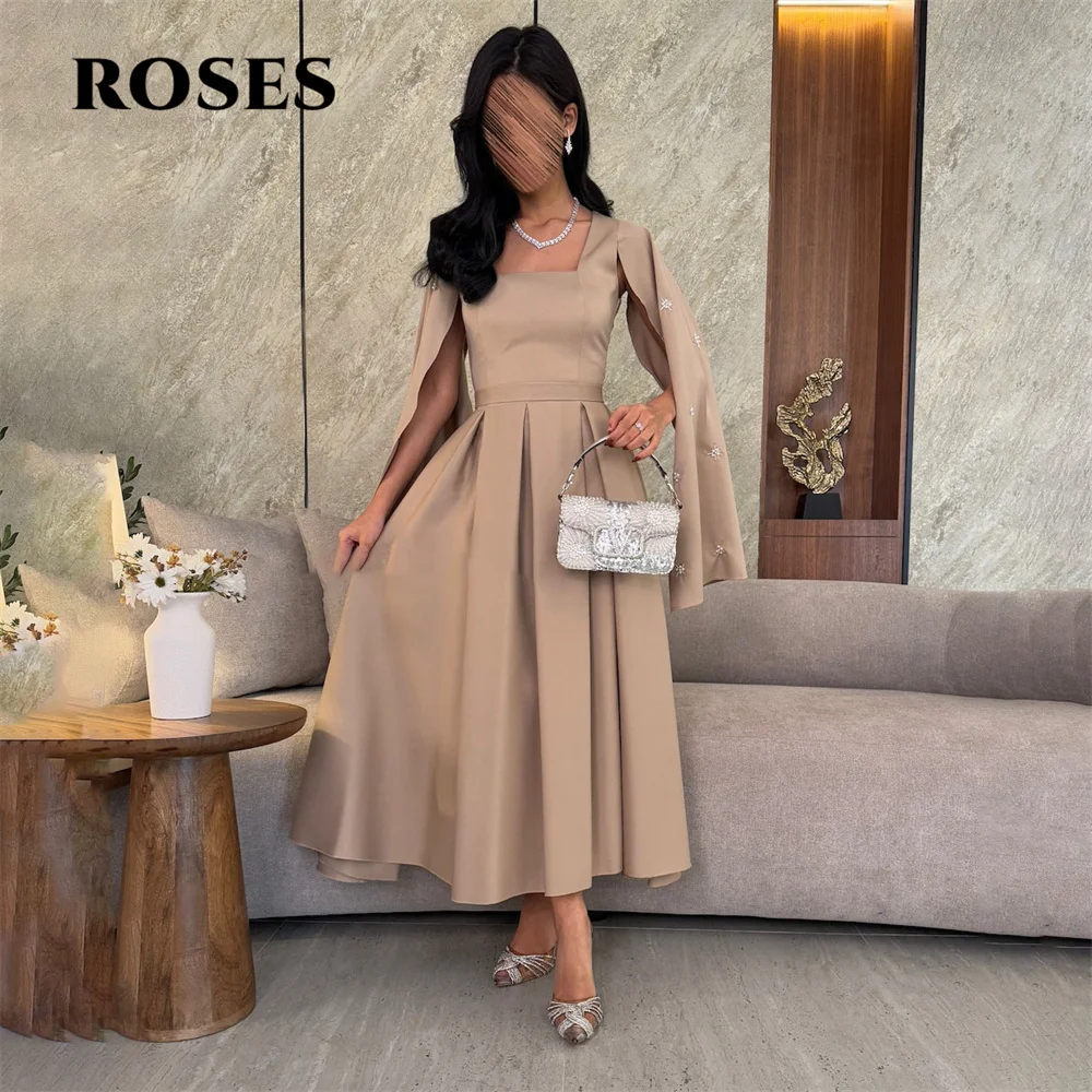 ROSES Champagne Prom Dresses Saudi Arabia Party Dresses with Pleats Satin Full Sleeve Evening Dresses for Woman Customized
ROSES Champagne Prom Dresses Saudi Arabia Party Dresses with Pleats Satin Full Sleeve Evening Dresses for Woman Customized