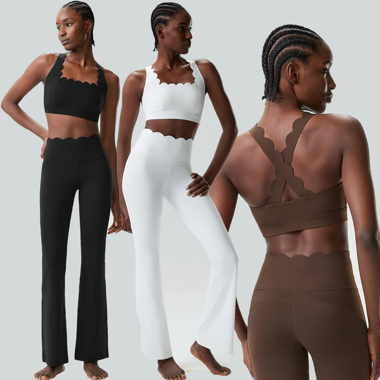 2piece wave yoga suit women's elastic sports fitness set petal cross yoga bra flared pants gym set workout clothes for women
2piece wave yoga suit women's elastic sports fitness set petal cross yoga bra flared pants gym set workout clothes for women