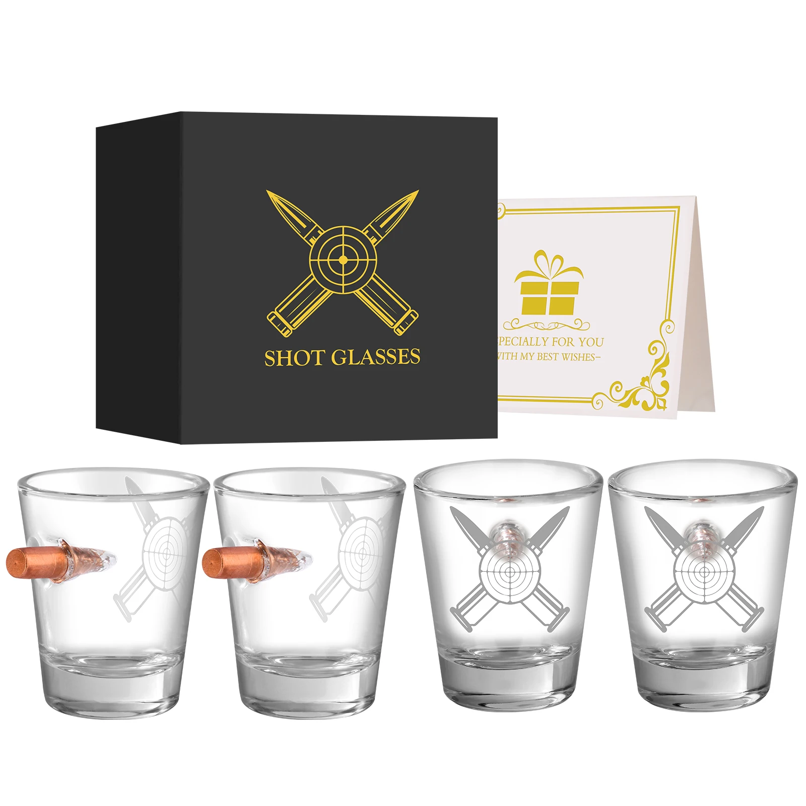 LKKCHER 2oz Glass Bullet Pattern Cup 4Pcs Glass with Gift Box 60ml Drink Wine Glass for Whiskey Birthday Thanksgiving Day Gift
LKKCHER 2oz Glass Bullet Pattern Cup 4Pcs Glass with Gift Box 60ml Drink Wine Glass for Whiskey Birthday Thanksgiving Day Gift