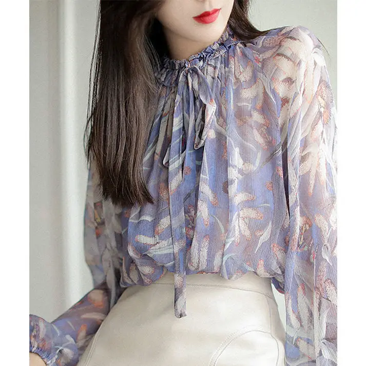 Chiffon Shirt for Women Long-sleeved Spring 2025 New Korean Loose Printed Slim Top
Chiffon Shirt for Women Long-sleeved Spring 2025 New Korean Loose Printed Slim Top