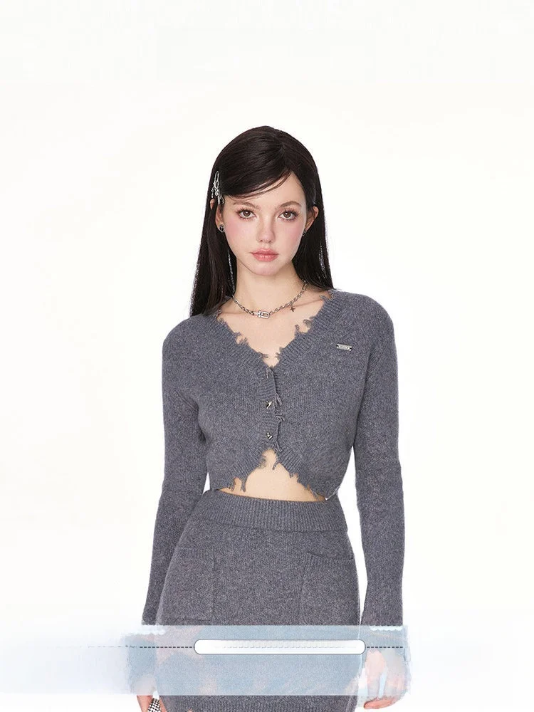 Guukahero Grey Spicy Girl Open Cardigan Sweater Women's Biting Design Autumn Sexy Knitted Set Sweet Style Regular Sleeve Long...
Guukahero Grey Spicy Girl Open Cardigan Sweater Women's Biting Design Autumn Sexy Knitted Set Sweet Style Regular Sleeve Long...