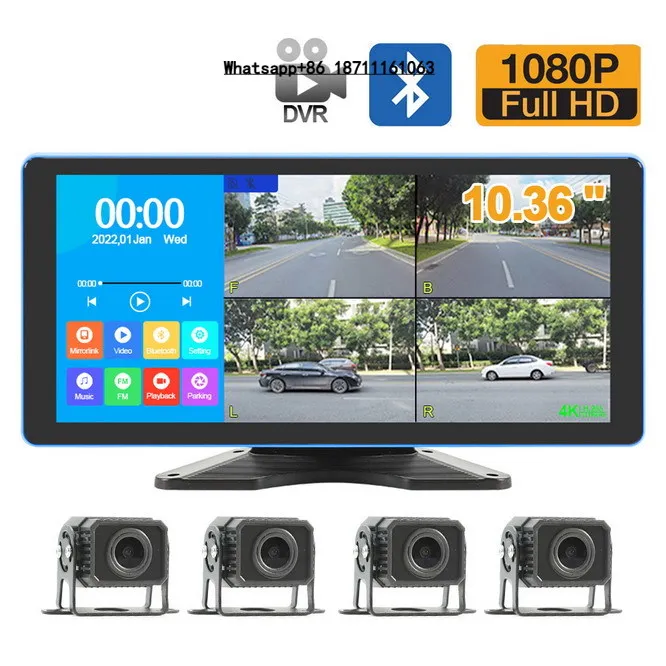 Truck RV Bus 4 Way DVR 720P Video Recording Surround Monitoring 10.36" Screen MP5 Bluetooth FM and Mobile Phone Link
Truck RV Bus 4 Way DVR 720P Video Recording Surround Monitoring 10.36" Screen MP5 Bluetooth FM and Mobile Phone Link
