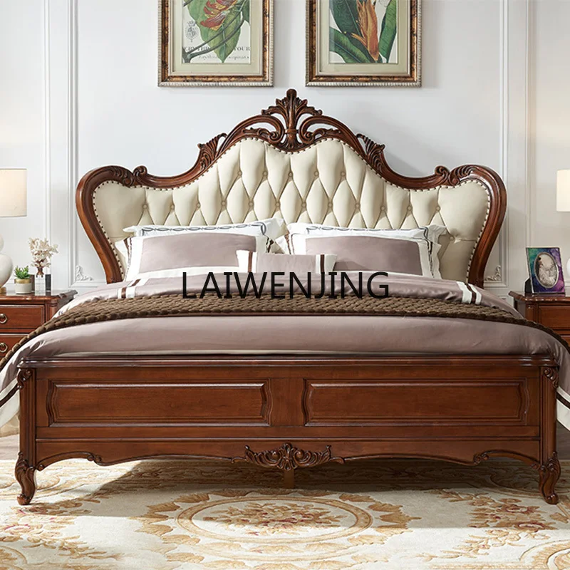 LYN American all-solid wood leather double bed European master bedroom luxury wedding bed
LYN American all-solid wood leather double bed European master bedroom luxury wedding bed