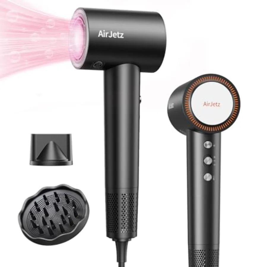 Hair Dryer for travel, black ionic plastic dryer with 4 temps 2 speeds, 160, 000 RPM high-speed motor, low noise, includes diff
Hair Dryer for travel, black ionic plastic dryer with 4 temps 2 speeds, 160, 000 RPM high-speed motor, low noise, includes diff
