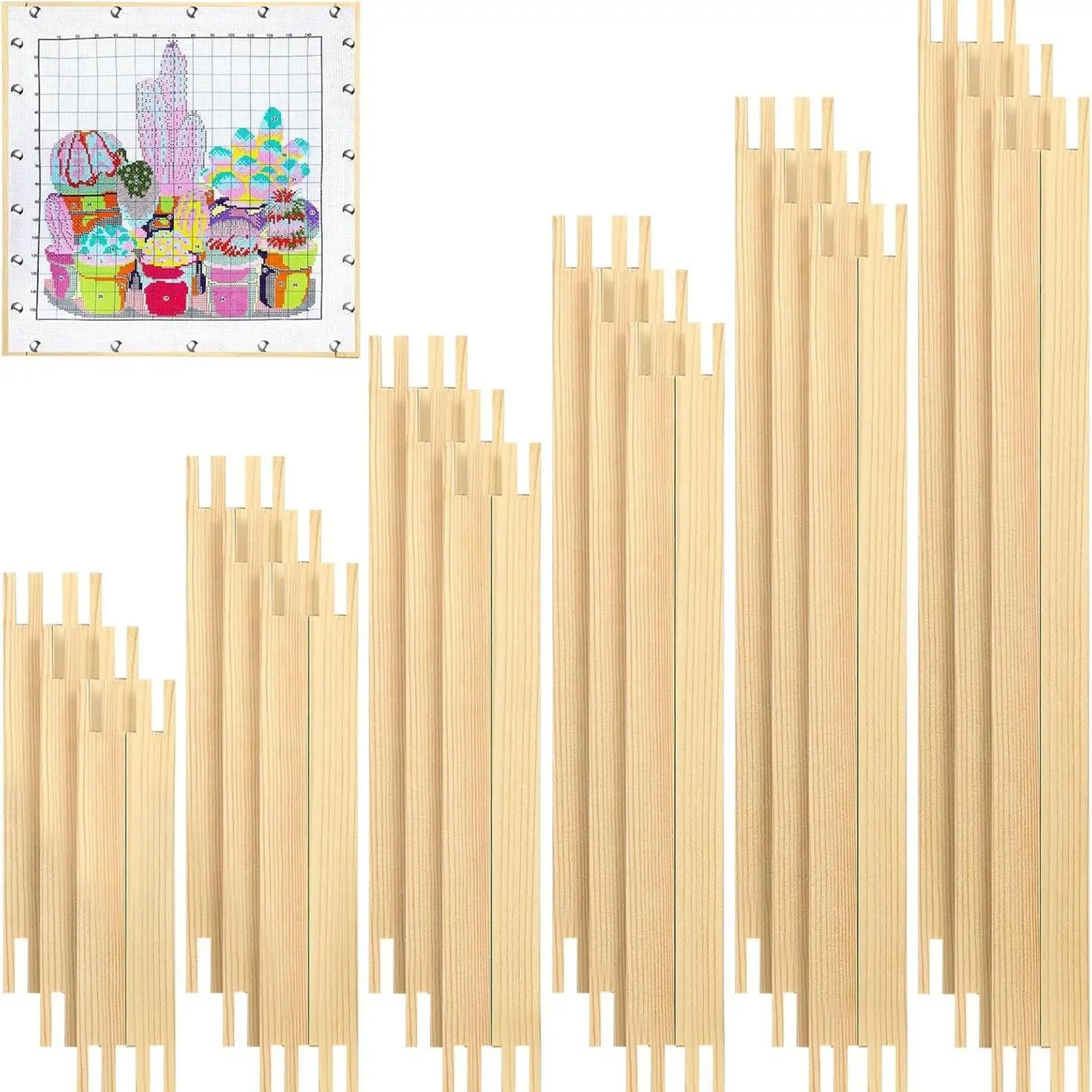Stretcher Bar for Needlework Canvas with Storage Box and Tack Compatible for Embroidery and Art Projects
Stretcher Bar for Needlework Canvas with Storage Box and Tack Compatible for Embroidery and Art Projects