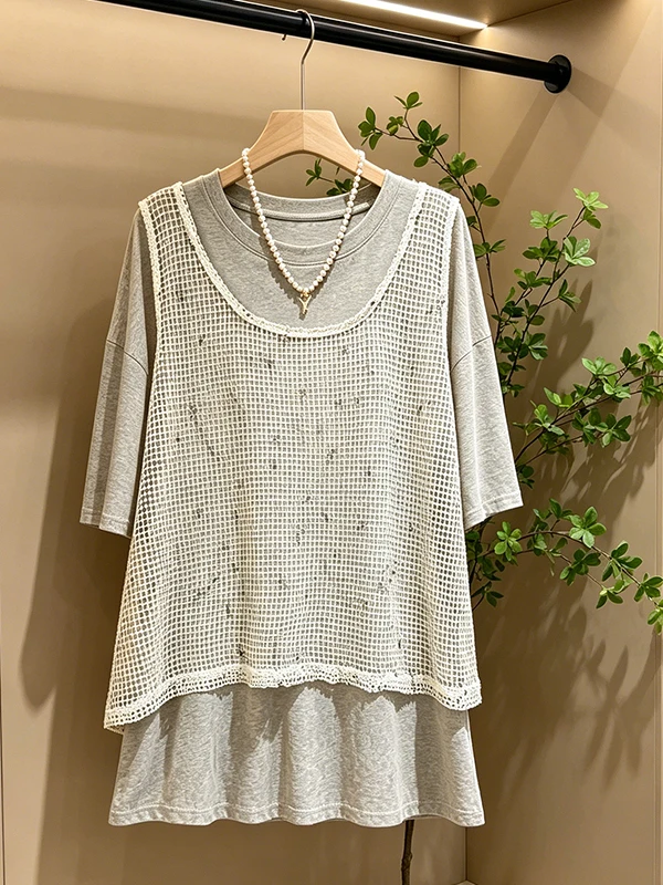 Summer New plus Size Women's Sweet Cool Simple Vest T-Shirt Fashionable Design Two-Piece Set Short Sleeve Mid-Length Casual S...
Summer New plus Size Women's Sweet Cool Simple Vest T-Shirt Fashionable Design Two-Piece Set Short Sleeve Mid-Length Casual S...