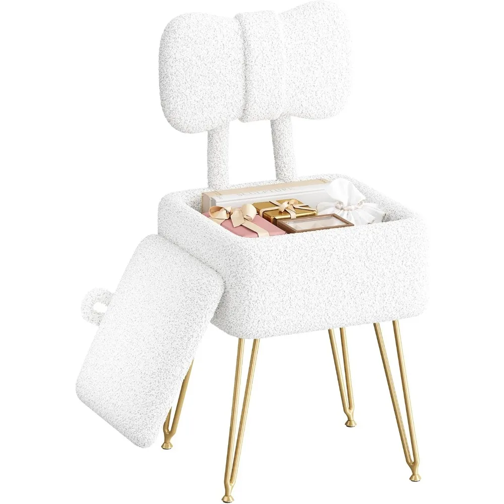 Foldable Vanity Chair with Hidden Storage Soft Ottoman Footrest Teddy Fleece White
Foldable Vanity Chair with Hidden Storage Soft Ottoman Footrest Teddy Fleece White