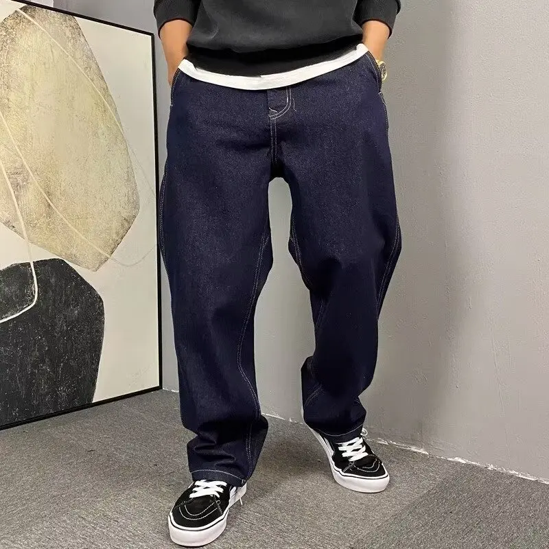 Свободные прямые широкие джинсы, мужские повседневные длинные брюки в американском стиле ретро, темно-синие, модная весенне-осенняя одежда
Свободные прямые широкие джинсы, мужские повседневные длинные брюки в американском стиле ретро, темно-синие, модная весенне-осенняя одежда