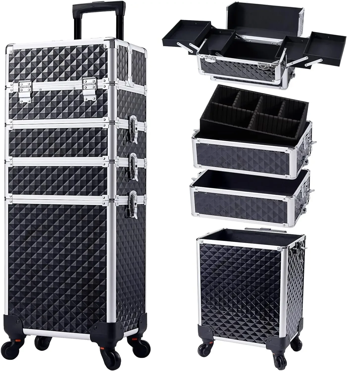 Rolling Makeup Train Case Large Storage Cosmetic Trolley 4 in 1 Large Capacity Trolley Makeup Travel Case with Key
Rolling Makeup Train Case Large Storage Cosmetic Trolley 4 in 1 Large Capacity Trolley Makeup Travel Case with Key