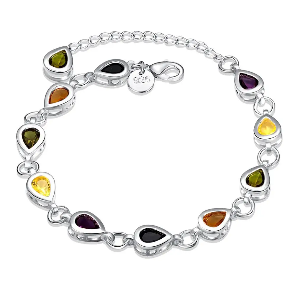 Fine 925 Sterling silver elegant charm Bracelets Zircon chain crystal stone Jewelry fashion for women wedding lady cute
Fine 925 Sterling silver elegant charm Bracelets Zircon chain crystal stone Jewelry fashion for women wedding lady cute