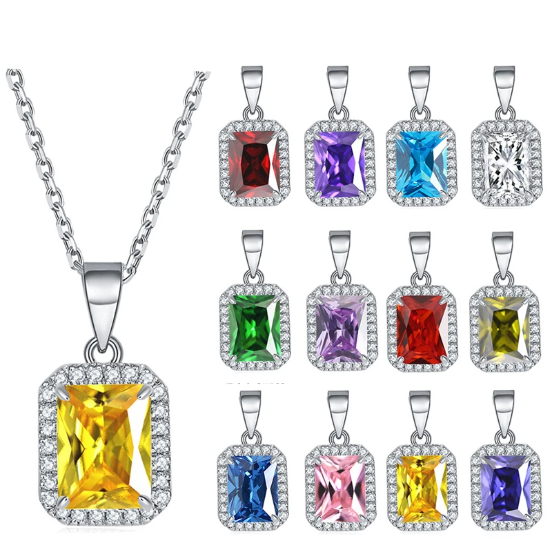 Real 925 Sterling Silver Necklace Luxury Rectangle Multicolor Pendant Necklaces For Women Bride Wedding Party Best Jewelry Gifts
Real 925 Sterling Silver Necklace Luxury Rectangle Multicolor Pendant Necklaces For Women Bride Wedding Party Best Jewelry Gifts