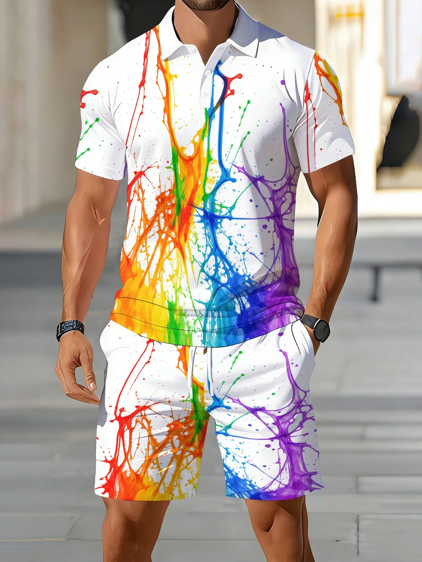 2026 Summer American Men's Short-Sleeved Polo Shirt Set - Casual Fashionable Comfortable with 3D Graffiti Pattern Print
2026 Summer American Men's Short-Sleeved Polo Shirt Set - Casual Fashionable Comfortable with 3D Graffiti Pattern Print