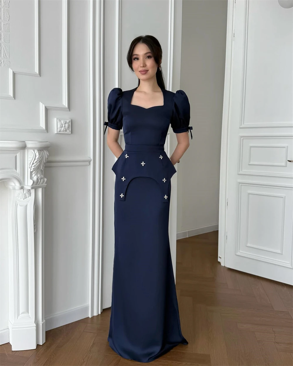 Customized Soft Jersey Evening Dress Exquisite Square Collar Short Sleeves Celebrity Gowns High Quality Special Occasion Gowns
Customized Soft Jersey Evening Dress Exquisite Square Collar Short Sleeves Celebrity Gowns High Quality Special Occasion Gowns