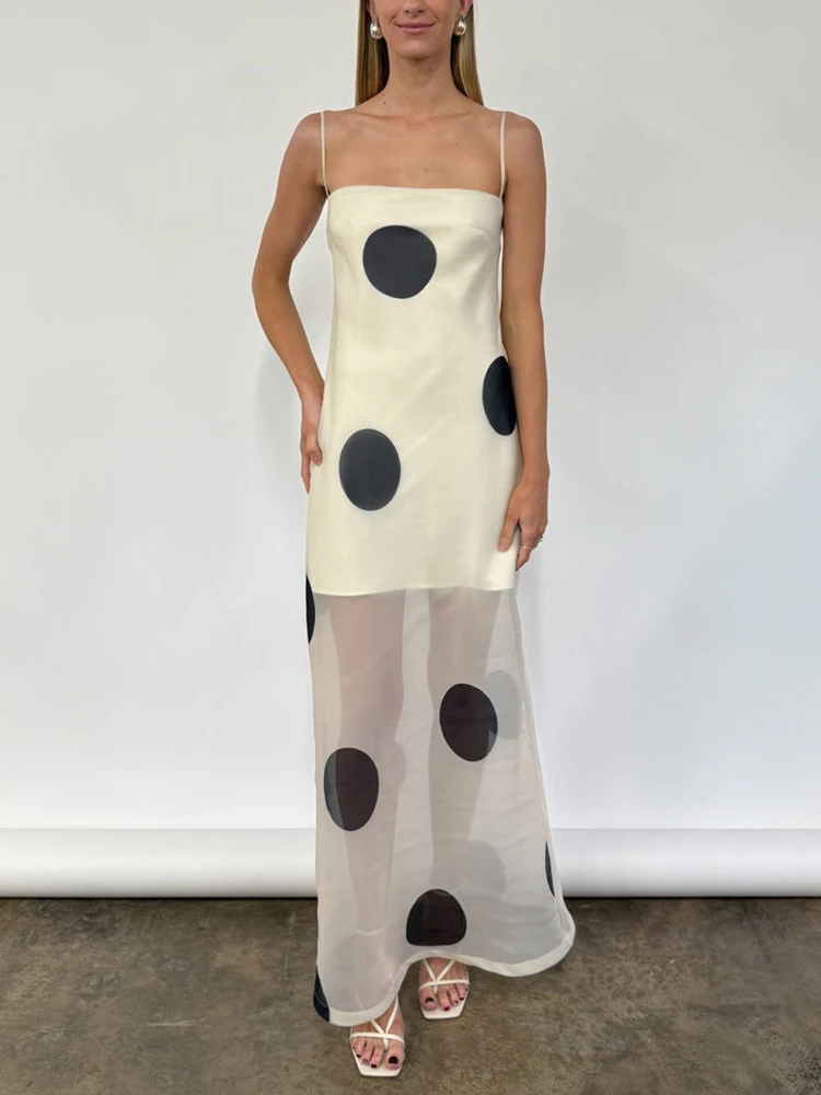 Oniflyme Polka Dots Printed Patchwork Maxi Dress Women Gown Spaghetti Strap Backless See Through Outfits Party Elegant Dresses
Oniflyme Polka Dots Printed Patchwork Maxi Dress Women Gown Spaghetti Strap Backless See Through Outfits Party Elegant Dresses