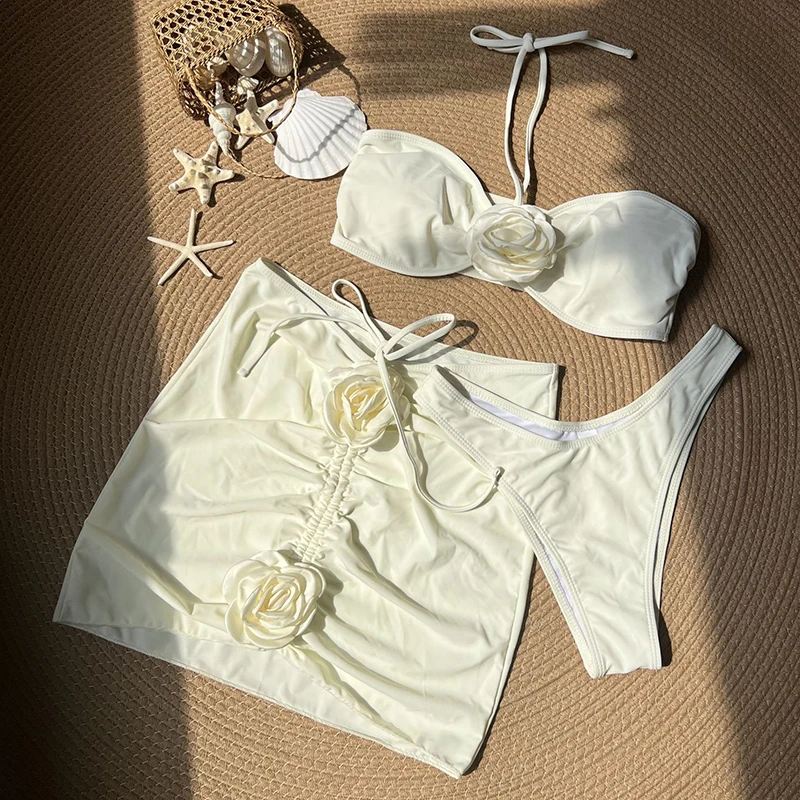 3D Flowers Brazilian Bikini Female Swimsuit Women Swimwear Three-pieces Bikini set With Skirt Bather Bathing Suit Swim
3D Flowers Brazilian Bikini Female Swimsuit Women Swimwear Three-pieces Bikini set With Skirt Bather Bathing Suit Swim
