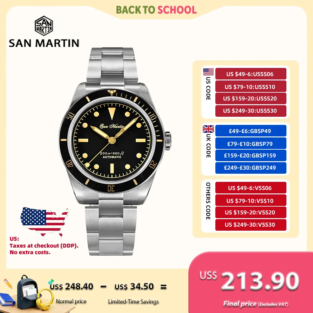 San Martin 38 мм 6200 Дайверские часы для мужчин Часы NH35 Автоматическая регулировка застежки с сапфировым стеклом BGW-9 Светящиеся 20 бар SN0004GA
San Martin 38 мм 6200 Дайверские часы для мужчин Часы NH35 Автоматическая регулировка застежки с сапфировым стеклом BGW-9 Светящиеся 20 бар SN0004GA